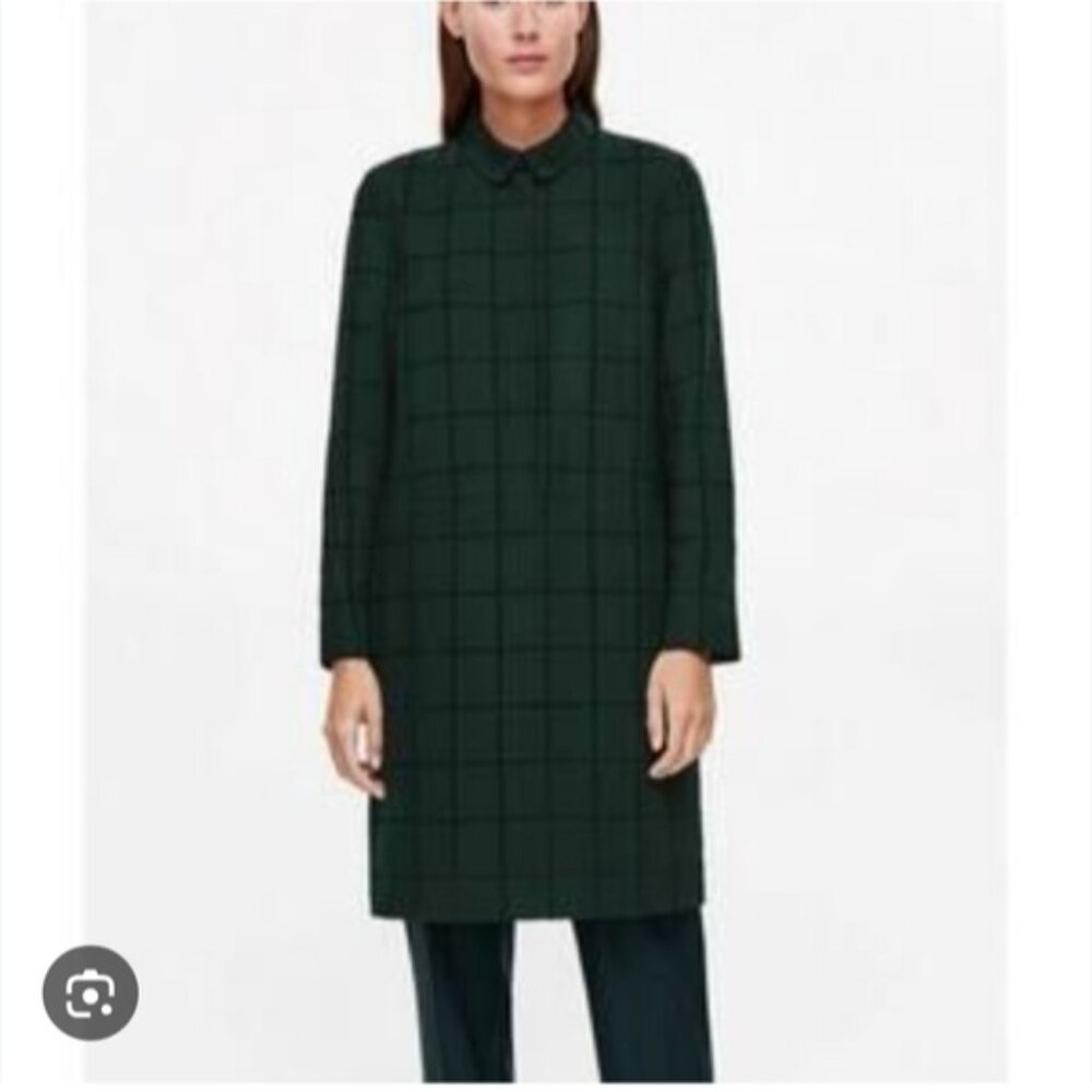 COS | Shirt Dress Plaid Green Sz 6